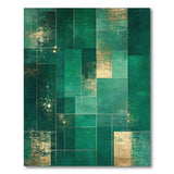 Emerald Green Gold Geometric Abstract Area Rug