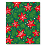 Festive Red Poinsettia and Pine Green Area Rug