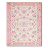 Pink Persian Floral Area Rug with Ivory Field