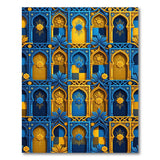 Blue Gold Arched Moroccan Tile Rug