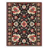 Traditional Persian Red Red Floral Persian Area Rug on Black
