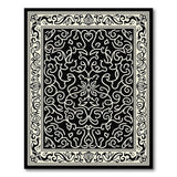 Traditional Persian Ornate Black White Persian Floral Area Rug