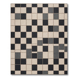 Modern Black White Grid Tile Area Rug