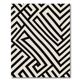 Black White Maze Geometric Area Rug