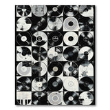 ODIKA Washable Retro Vinyl Record Area Rug - Non-Slip Music Collage Low Pile Rug