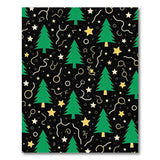 Festive Green Christmas Trees Gold Stars Area Rug