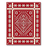 Red Red Traditional Persian Area Rug with White Intricate Motifs