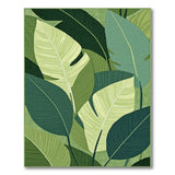 ODIKA Modern Tropical Green Leaf Washable Area Rug - Low Pile Non-Slip Floor Mat
