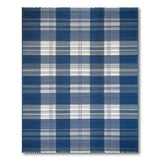 Navy Buffalo Plaid Woven Area Rug with Tassels