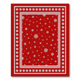 Red Snowflake Area Rug with Floral Border