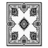 Ornate Black White Persian Motif Traditional Persian Area Rug