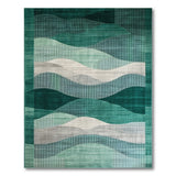 Abstract Area Layered Green Wave Abstract Area Rug