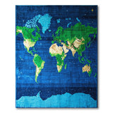 Pixelated World Map Navy Blue Area Rug