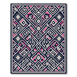 Navy Pink Geometric Lattice Area Rug