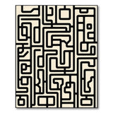 Intricate Maze Labyrinth Black White Geometric Rug