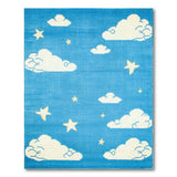 Dreamy Clouds Stars Blue Kids Area Rug
