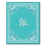 Blue and Teal Sea Turtle Teal Coastal Area Rug