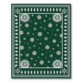 Emerald Green Snowflake Fir Tree Border Rug