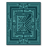 Teal Geometric Labyrinth Area Rug