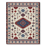 Ivory Red Blue Geometric Heritage Tribal Rug