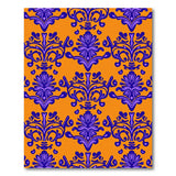 Vibrant Orange Purple Damask Area Rug