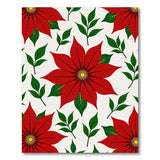 Red Festive Red Poinsettia Floral Area Rug