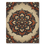 Vintage Orange Mandala Lotus Area Rug