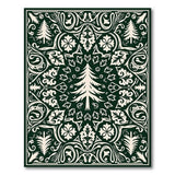 Ornate Evergreen Tree Floral Area Rug