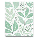 Mint Green Leaves Pattern Area Rug