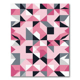 ODIKA Modern Pink Geometric Washable Area Rug - Low Pile Non-Slip & Non-Shedding