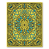 Golden Yellow Persian Floral Area Rug with Blue Motifs