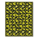 Vibrant Yellow Floral Area Rug on Black