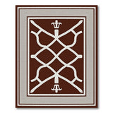 Maroon Trellis Lattice Area Rug with Grey Border