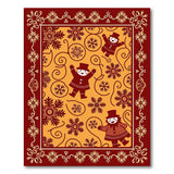 Playful Snowmen Swirling Snowflakes Area Rug