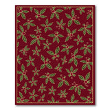 Festive Holly Leaf Berry Red Area Rug