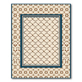 Beige Trellis Area Rug with Navy Border