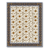 Cream Starflower Rug with Ornate Navy Border