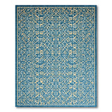 Blue and Teal Teal Geometric Lattice Area Rug