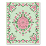Pink Floral Medallion Mint Green Area Rug