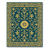 Teal and Gold Ornate Floral Persian Rug