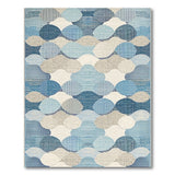 Textured Blue Teal Overlapping Circles Rug