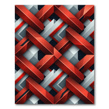 ODIKA Modern Red 3D Geometric Washable Rug - Low Pile Non-Slip Area Rug