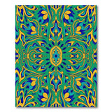 Teal Gold Floral Persian Medallion Rug