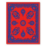 Red Persian Area Rug with Blue Floral Motifs
