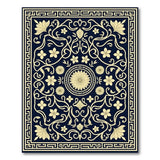 Navy Blue Floral Medallion Area Rug