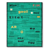 Vibrant Teal Geometric Typography Area Rug
