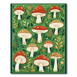 Green Boho Chic Whimsical Mushroom Forest Area Rug
