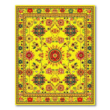 Vibrant Yellow Persian Area Rug with Sunburst Floral Motifs
