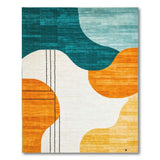 Teal Orange Yellow Abstract Geometric Area Rug