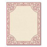Ornate Red Floral Border Beige Area Rug